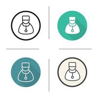 Doctor icon. Flat design, linear and color styles. Therapist. Practitioner. Physician. Isolated vector illustrations