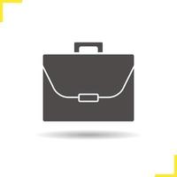 Briefcase icon. Drop shadow portfolio silhouette symbol. Businessman's briefcase. Negative space. Vector isolated illustration
