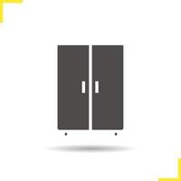 Wardrobe icon. Drop shadow closet silhouette symbol. Cabinet. Negative space. Vector isolated illustration