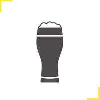 Beer glass icon. Drop shadow pub silhouette symbol. Full foamy beer glass. Negative space. Vector isolated illustration