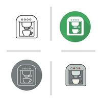 Espresso machine icon. Flat design, linear and color styles. Coffee maker. Isolated vector illustrations