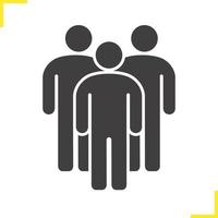 People icon. Drop shadow society silhouette symbol. Group of people. Crowd. Negative space. Vector isolated illustration