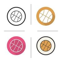 Basketball ball icon. Flat design, linear and color styles. Isolated vector illustrations