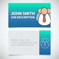 Business card print template with company personnel logo. Easy edit. Manager. Director. Employer. Chief. Stationery design concept. Vector illustration