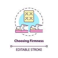 Choosing firmness concept icon. Mattress type abstract idea thin line illustration. Comfortable sleeping and backbone health. Orthopedic bed. Vector isolated outline color drawing. Editable stroke