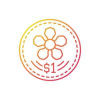 Coins design gradient linear vector icon. Singapore dollar. National flower depiction. Orchid design in centre. Thin line color symbol. Modern style pictogram. Vector isolated outline drawing