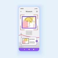 Museum light smartphone interface vector template. Mobile app page design layout. Augmenter reality tour. Interactive art gallery guide screen. Flat UI for application. Phone display