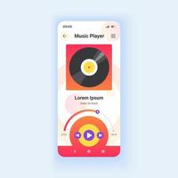 Music player light smartphone interface vector template. Mobile app page design layout. Listening to tunes. Multimedia software. Streaming songs screen. Flat UI for application. Phone display