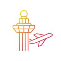 Changi airport control tower gradient linear vector icon. Visual observation from tower. Air traffic control. Thin line color symbol. Modern style pictogram. Vector isolated outline drawing