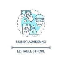 Money laundering blue concept icon. Illegal financial procedures. Black market deal. Reason for deportation abstract idea thin line illustration. Vector isolated outline color drawing. Editable stroke