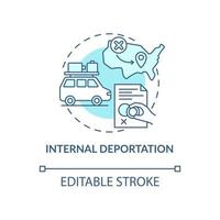 Internal deportation blue concept icon. Moving to different country state. Denied entry. Deportation abstract idea thin line illustration. Vector isolated outline color drawing. Editable stroke