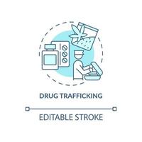 Drug trafficking blue concept icon. Illegal trade. Smuggling through country border. Deportation abstract idea thin line illustration. Vector isolated outline color drawing. Editable stroke