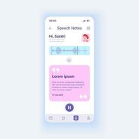 Speech light smartphone interface vector template. Mobile app page design layout. Receive mail. Audio message on cellphone. Text notification screen. Flat UI for application. Phone display