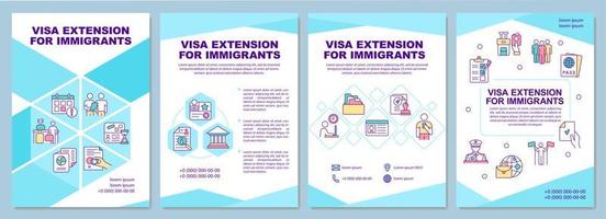 Plantilla de folleto de extensión de visa para inmigrantes. folleto, folleto, impresión de folletos, diseño de portada con iconos lineales. diseños vectoriales para presentaciones, informes anuales, páginas publicitarias vector