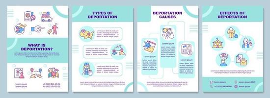 ¿Qué es la plantilla de folleto de deportación? tipos y causas. folleto, folleto, impresión de folletos, diseño de portada con iconos lineales. diseños vectoriales para presentaciones, informes anuales, páginas publicitarias vector