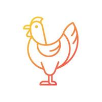 Hen gradient linear vector icon. Female chicken. Broiler and layer pullet. Nesting yardbird. Chicken for food and eggs. Thin line color symbol. Modern style pictogram. Vector isolated outline drawing