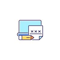 Using post it to remember password RGB color icon. Write down important information. Security info on paper sheet. Password management. Isolated vector illustration. Simple filled line drawing