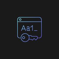 Letter and number password gradient vector icon for dark theme. Defense service for secure website. Password management. Thin line color symbol. Modern style pictogram. Vector isolated outline drawing