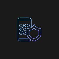 Phone unlock gradient vector icon for dark theme. Smartphone safety. Mobile privacy. Password management for devices. Thin line color symbol. Modern style pictogram. Vector isolated outline drawing