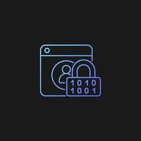 Password encryption gradient vector icon for dark theme. Database control. Secure system. Password management. Thin line color symbol. Modern style pictogram. Vector isolated outline drawing