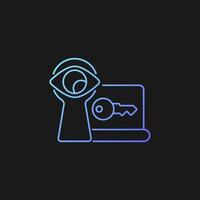 Shoulder surfing attack gradient vector icon for dark theme. Spying on system security info. Password management. Thin line color symbol. Modern style pictogram. Vector isolated outline drawing