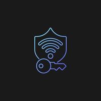 Protected wifi password gradient vector icon for dark theme. Internet safety. Secure connection. Password management. Thin line color symbol. Modern style pictogram. Vector isolated outline drawing