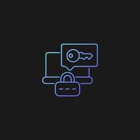 Laptop password requirement gradient vector icon for dark theme. Laptop safeguard. Secure system. Password management. Thin line color symbol. Modern style pictogram. Vector isolated outline drawing