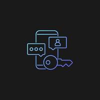 Social media password gradient vector icon for dark theme. Confidential data. Account protection. Password management. Thin line color symbol. Modern style pictogram. Vector isolated outline drawing