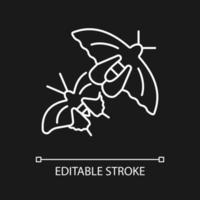 Butterflies of Singapore white linear icon for dark theme. National insect. Asian butterfly species. Thin line customizable illustration. Isolated vector contour symbol for night mode. Editable stroke