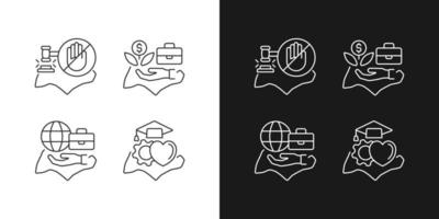 Living in Singapore linear icons set for dark and light mode. Pro-business environment. High human capital rate. Customizable thin line symbols. Isolated vector outline illustrations. Editable stroke