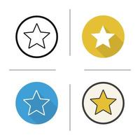 Star mark icon. Flat design, linear and color styles. Rate and favourite digital symbol. Add to bookmarks emblem. Isolated vector illustrations