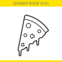 Pizza slice linear icon. Thin line illustration. Italian pizza contour symbol. Vector isolated outline drawing