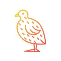 Japanese quail gradient linear vector icon. Coturnix japonica. Domestic bird. Quails farming for meat and eggs. Thin line color symbol. Modern style pictogram. Vector isolated outline drawing