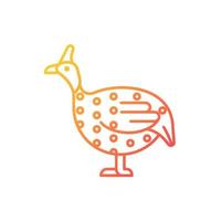 Icono de vector lineal degradado de gallina de Guinea. ave domesticada. pintada con casco. raza africana. selección de aves. símbolo de color de línea delgada. pictograma de estilo moderno. dibujo de contorno aislado vectorial