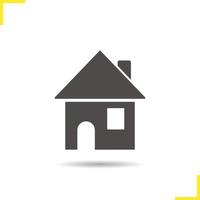 House icon. Drop shadow home silhouette symbol. Cottage house building. Negative space. Vector isolated illustration