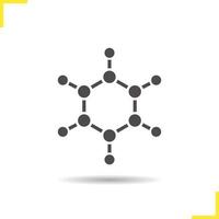icono de molécula. símbolo de silueta de sombra. estructura de la molécula. vector ilustración aislada