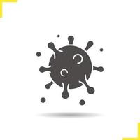 Virus icon. Drop shadow microbe silhouette symbol. Illness virus. Negative space. Vector isolated illustration