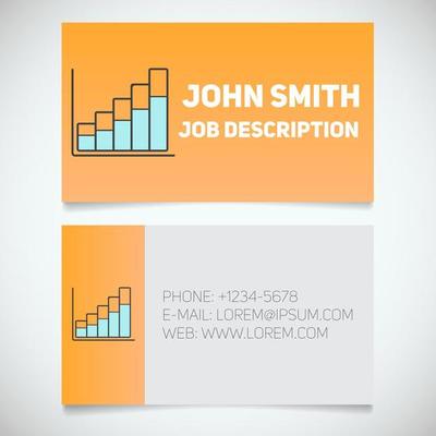 Business card print template with income growth chart logo. Easy edit. Marketer. Stockbroker. Analyst. Stationery design concept. Vector illustration