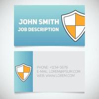 Business card print template with shield logo. Easy edit. Protection. Security guard. Cyber security. Stationery design concept. Vector illustration