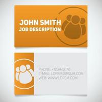 Business card print template with staff turnover logo. Easy edit. Manager. HR manager. Employment. Stationery design concept. Vector illustration