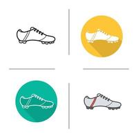 Boot icon. Flat design, linear and color styles. Soccer player's shoe. Isolated vector illustrations