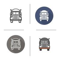 Oil tanker truck icon. Flat design, linear and color styles. Isolated vector illustrations