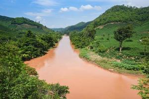 Bosque de paisaje de agua de río de montaña - paisaje natural salvaje de río después de la lluvia en el sudeste asiático tropical en temporada de lluvias foto