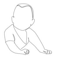 Continuous line drawing. Cute baby is crawling on the white background. Vector illustration