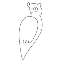 Perching Owl Bird Continuous one line drawing. simple hand drawn style animal. vector