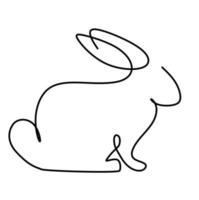 Bunny rabbit line art icon. Abstract outline rabbit. Hand drawn minimalism style vector