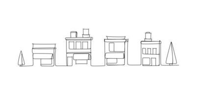 City skyline - continuous one line drawing vector