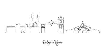 Europe's cities landmark skyline - continuous one line drawing vector