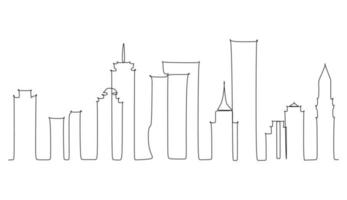 dibujo de línea continua del horizonte de una ciudad metropolitana. dibujo de línea simple para decoración de paredes o ilustración vector