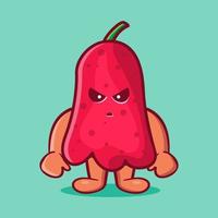 Linda mascota de fruta de anacardo con gesto loco de dibujos animados aislados en estilo plano vector